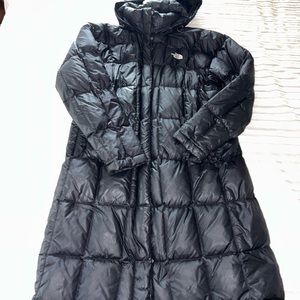 Black long north face puffer jacket size large